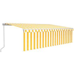 Auvent rétractable manuel avec store 5x3 m Jaune et blanc vidaXL