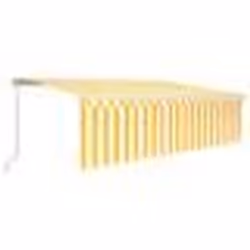 vidaXL Auvent rétractable manuel avec store LED 5x3 m Jaune et blanc