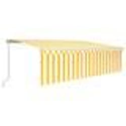 vidaXL Auvent rétractable manuel avec store LED 5x3 m Jaune et blanc