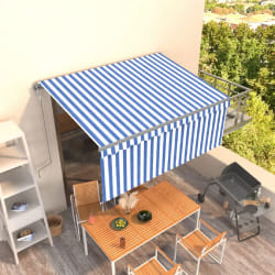 vidaXL Auvent rétractable automatique avec store 3x2,5 m Bleu et blanc - TU