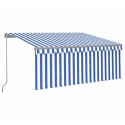 Vidaxl - Auvent rétractable manuel avec store 3,5x2,5 m Bleu et blanc