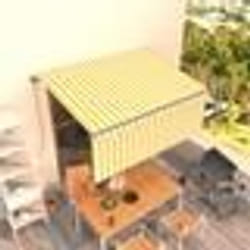 vidaXL Auvent rétractable manuel avec store 3,5x2,5 m Jaune et blanc