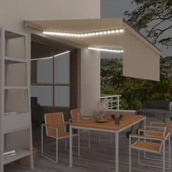 Vidaxl - Auvent manuel rétractable avec store et led 4x3m Crème