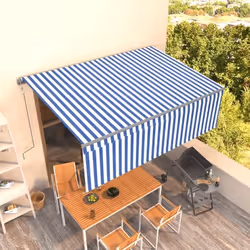 vidaXL Auvent automatique rétractable avec store 4x3 m Bleu et blanc - TU
