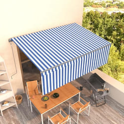 vidaXL Auvent automatique rétractable avec store 4x3 m Bleu et blanc - TU