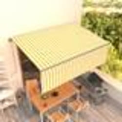 vidaXL Auvent automatique rétractable avec store 4x3 m Jaune et blanc - TU
