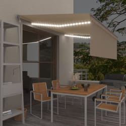 Vidaxl - Auvent automatique et store capteur de vent et led 4x3 m Crème