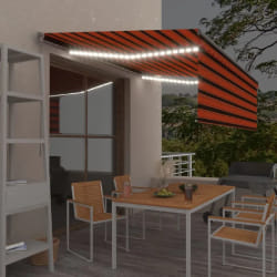 vidaXL Auvent manuel rétractable et store LED 4,5x3 m Orange et marron - TU