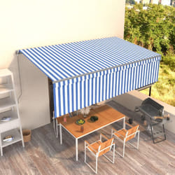 Vidaxl - Auvent rétractable manuel avec store 5x3 m Bleu et blanc