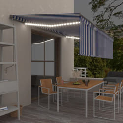Vidaxl - Auvent automatique store capteur de vent/LED 5x3m Bleu et blanc