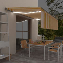 Vidaxl - Auvent automatique store capteur de vent/LED 5x3 m Jaune/blanc