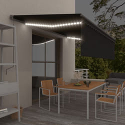 vidaXL Auvent automatique store capteur de vent et LED 5x3m Anthracite
