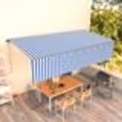 vidaXL Auvent automatique rétractable avec store 6x3 m Bleu et blanc