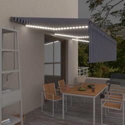 vidaXL Auvent automatique store capteur de vent LED 6x3 m Bleu blanc