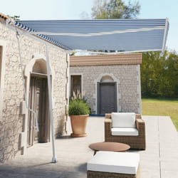 vidaXL Auvent automatique sur pied 300x250 cm Bleu/Blanc - TU