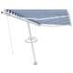 vidaXL Auvent manuel rétractable sur pied 350x250 cm Bleu/blanc