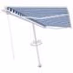 vidaXL Auvent manuel rétractable sur pied 400x300 cm Bleu et blanc - TU