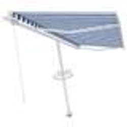 vidaXL Auvent manuel rétractable sur pied 400x300 cm Bleu et blanc - TU