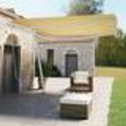 vidaXL Auvent manuel rétractable sur pied 400x350 cm Jaune/Blanc - TU