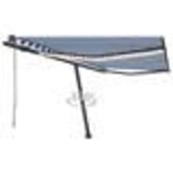 vidaXL Auvent automatique capteur de vent/LED 400x300 cm Bleu et blanc