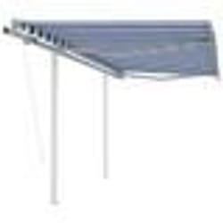 vidaXL Auvent rétractable automatique et poteaux 3x2,5 m Bleu et blanc - TU