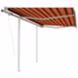 vidaXL Auvent rétractable automatique et poteaux 3x2,5 m Orange marron - TU