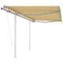 vidaXL Auvent rétractable automatique et poteaux 3,5x2,5 m Jaune blanc