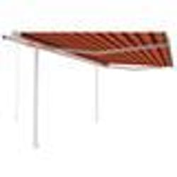 vidaXL Auvent rétractable automatique et poteaux 4,5x3 m Orange marron
