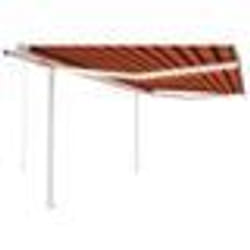 vidaXL Auvent automatique capteur de vent et LED 4,5x3 m Orange marron