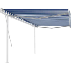 Vidaxl - Auvent manuel rétractable avec poteaux 5x3 m Bleu et blanc