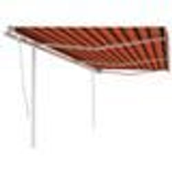 vidaXL Auvent manuel rétractable avec poteaux 6x3 m Orange et marron