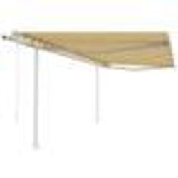 vidaXL Auvent automatique rétractable poteaux 4,5x3,5 m Jaune blanc
