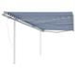 vidaXL Auvent automatique rétractable et poteaux 6x3,5 m Bleu et blanc