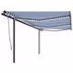vidaXL Auvent automatique capteur de vent/LED 6x3 m Bleu et blanc