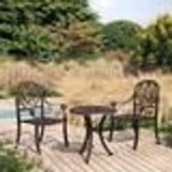vidaXL Ensemble de bistro 3 pcs Aluminium coulé Bronze - TU