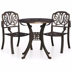 Cet ensemble de bistro, fabriqué en aluminium coulé, offre une expérience d'assise confortable pour vous et vos invités. Les ...