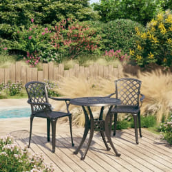 vidaXL Ensemble de bistro 3 pcs Aluminium coulé Noir - TU