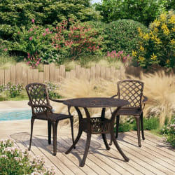 vidaXL Ensemble de bistro 3 pcs Aluminium coulé Bronze - TU