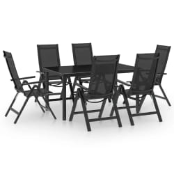 vidaXL Ensemble à manger de jardin 7 pcs aluminium anthracite - TU