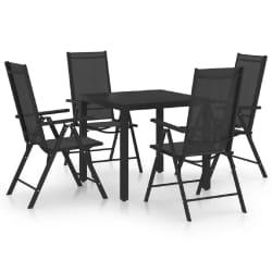 vidaXL Ensemble à manger de jardin 5 pcs aluminium noir - TU