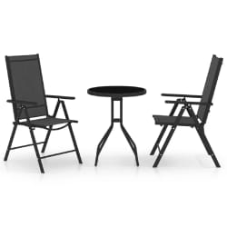 VidaXL Mobilier de bistro 3 pcs - Noir