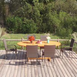 Vidaxl - Ensemble de salle à manger de jardin 7pcs Résine tressée Marron