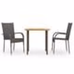 vidaXL Ensemble à manger de jardin 3pcs Résine tressée Marron - TU