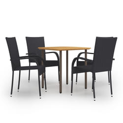 vidaXL Ensemble à manger de jardin 5 pcs Résine tressée Noir - TU