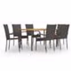 vidaXL Ensemble à manger de jardin 7 pcs Résine tressée Marron - TU