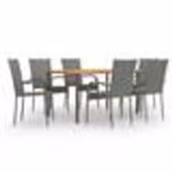 vidaXL Ensemble à manger de jardin 7 pcs Résine tressée Gris - TU
