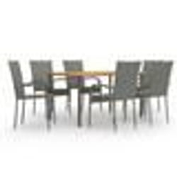 vidaXL Ensemble à manger de jardin 7 pcs Résine tressée Gris - TU
