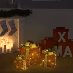 Créez une touche d'éclat dans votre maison de Noël avec ces boîtes-cadeaux ! Fabriquées en tissu solide et brillant, ces boît ...