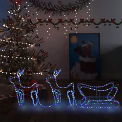vidaXL Décoration de Noël d'extérieur Renne et traîneau 576 LED - TU