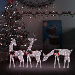 vidaXL Famille de rennes de Noël 270x7x90 cm Doré Blanc chaud Maille - TU